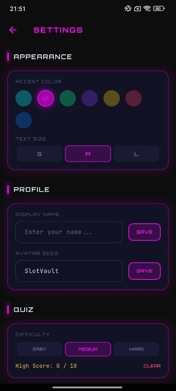 Game Lounge settings